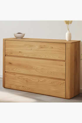 Eichenkommode 120 cm breit mit Schubladen naturholz